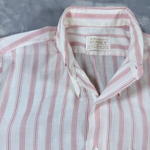 Vintage Arrow Surrey Collection Mens Button Down Shirt Red Stripe Decton Size L